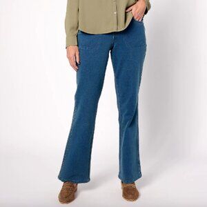 Quacker Factory Short DreamJeannes Flat Waistband Bootcut Jeans, Sz 1X Short a62